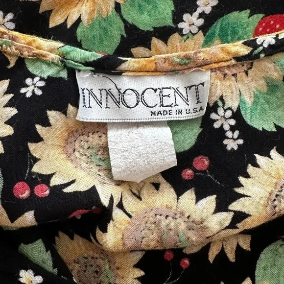 Vintage Sunflower Print Maxi Dress - 90s Y2K modest Women small - Picture 8 of 8